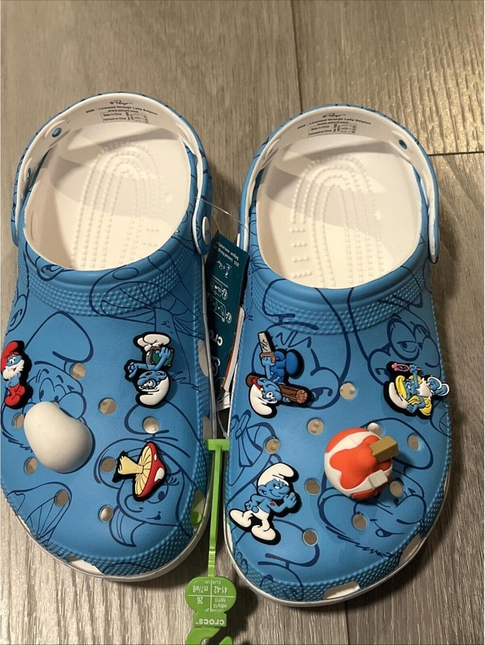 CROCS Adults SMURFS CLASSIC CLOG Light Blue SHOE MENS Size 7 WOMENS Size 9 - Picture 3 of 8